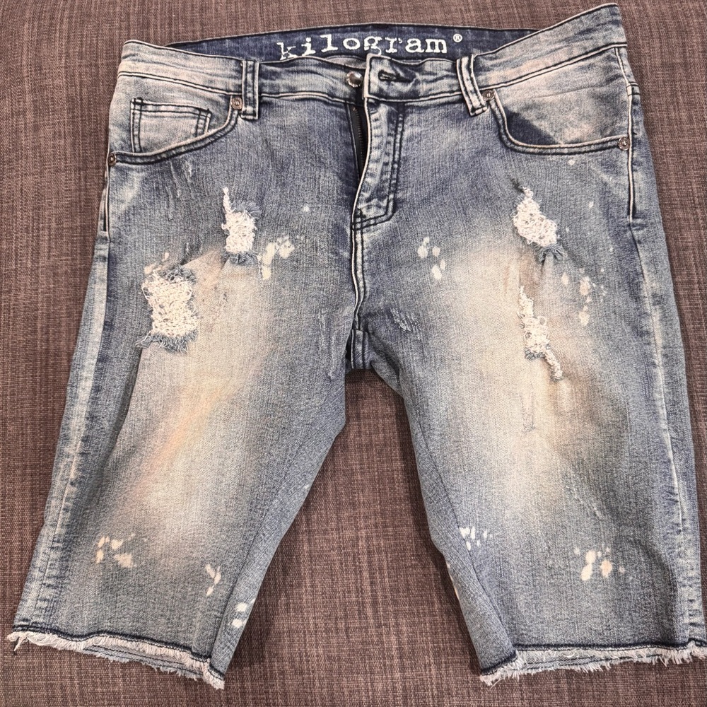 Kilogram Distressed Blue Denim Shorts